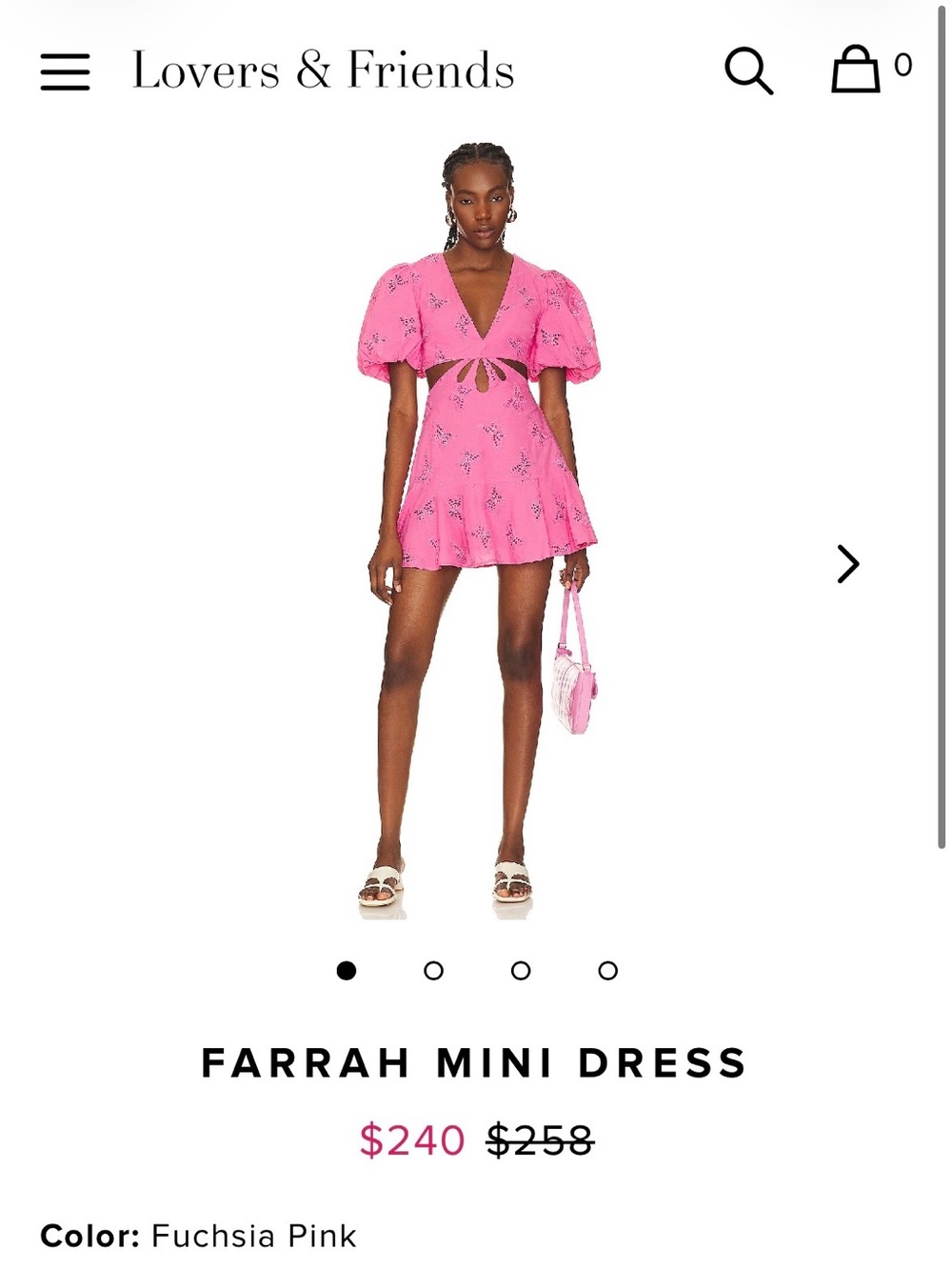NEW NWT Lovers + Friends FARRAH MINI DRESS Fuchsia Pink Size Small Puff Sleeves